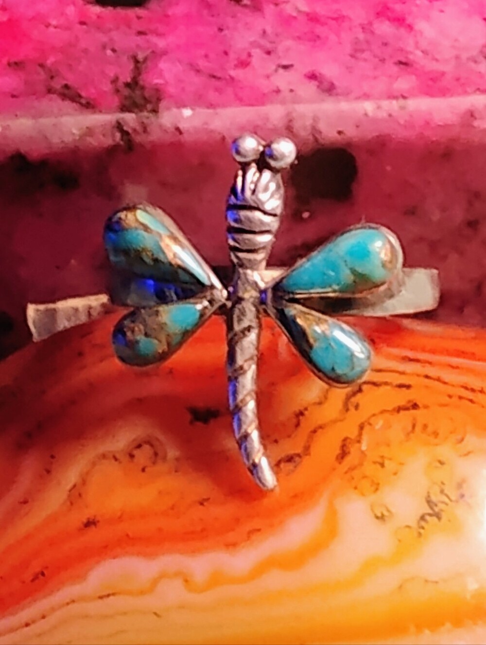 NWT-SANTA FE- MOJAVE, BlUE TURQUOISE, 📌DRAGONFLY RING. STERLING, SIZE 10